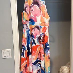 Tahari Ivory Coral Floral Dress